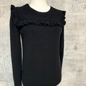 LOFT Black Ruffle Sweater